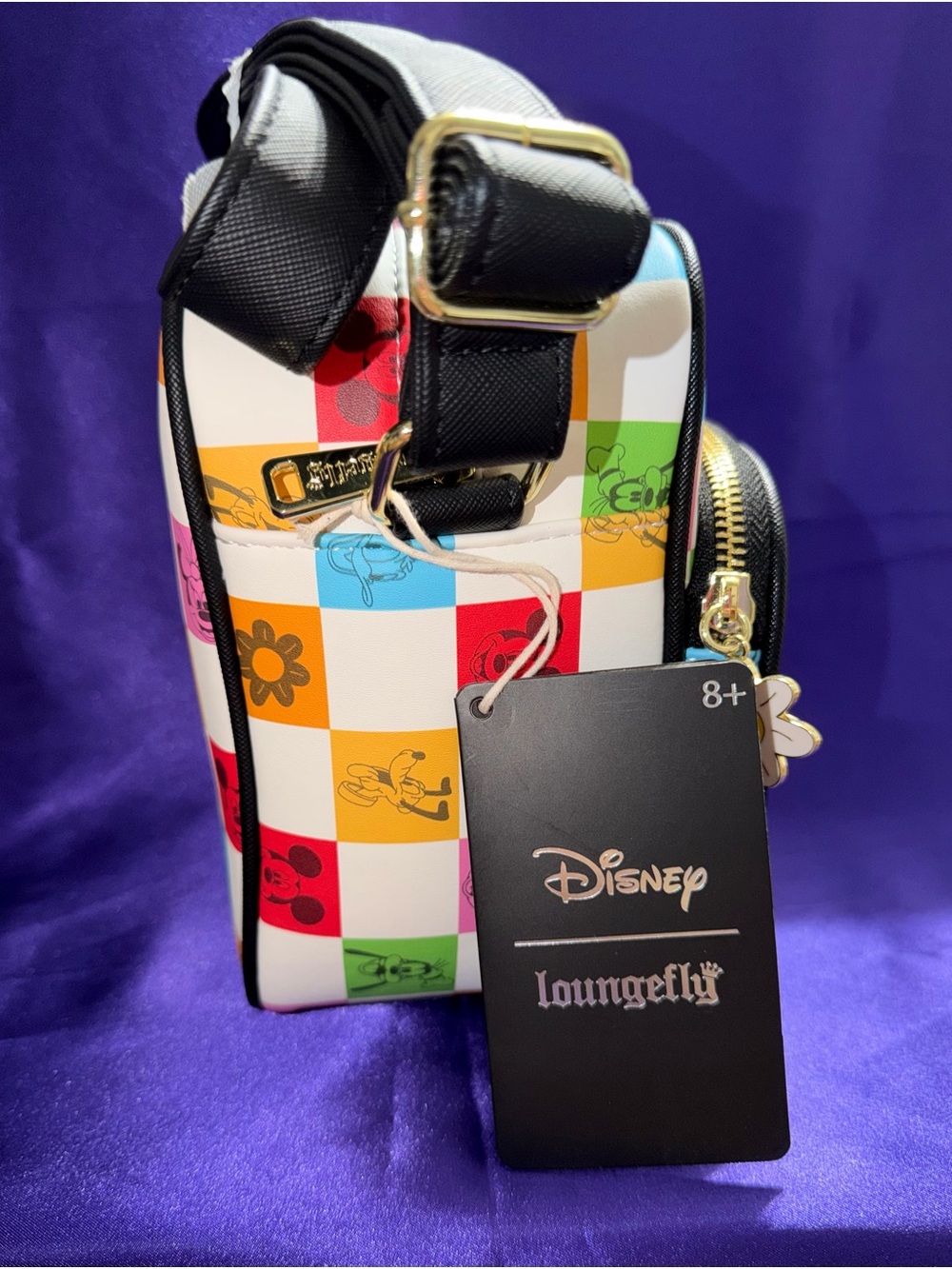 Loungefly Disney Multicolor Checker Mickey & Friends Crossbody - Picture 2 of 6